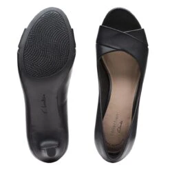 Clarks Alice Fern Black Leather Open-Toe Pump -Rockport Store 26149494 7