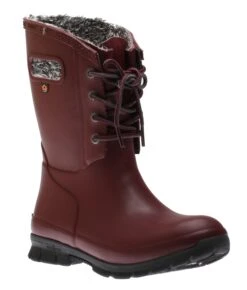 BOGS Amanda Plush Lace-Up Burgundy Women's Insulated Rain Boot