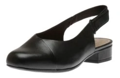 Clarks Juliet Pull Black Leather Slingback Heel