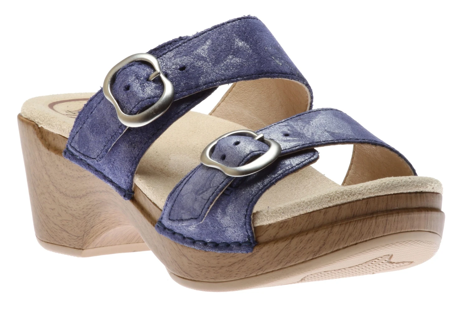 Dansko Sophie Blue Metallic Leather Slide Sandal 3 Dansko Sophie Blue Metallic Leather Slide Sandal