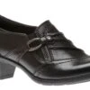Marietta Mavis Black Leather Slip-On Heel Shoe