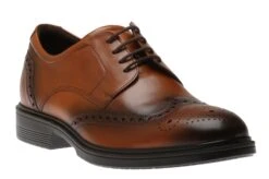 ECCO Lisbon Amber Brown Leather Brogue Dress Shoe