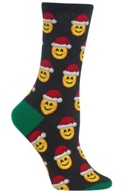 Hotsox Women's Santa Smile Emoji Crew Socks -Rockport Store HOTSANTASMILE