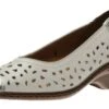 Rashida White Silver Perforated Leather Low Heel Pump -Rockport Store JEN5117781