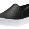 Keds Double Decker Black Perforated Leather Slip-On Sneaker