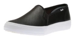 Keds Double Decker Black Perforated Leather Slip-On Sneaker