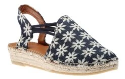 Toni Pons Noa Texa Blue White Embroidered Slip-On Espadrille Flat Sandal