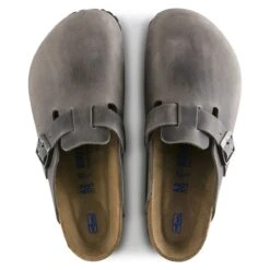 Birkenstock Boston Iron Grey Oiled Leather Clog -Rockport Store birbostonsfb05b