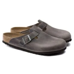 Birkenstock Boston Iron Grey Oiled Leather Clog -Rockport Store birbostonsfb05c