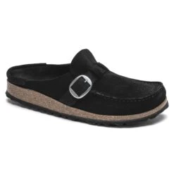 Birkenstock Buckley Black Suede Leather Clog -Rockport Store birbuckley001c
