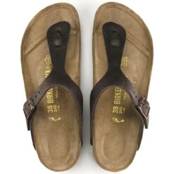 Birkenstock Gizeh Habana Brown Oiled Leather Thong Sandal -Rockport Store birgizeh02b