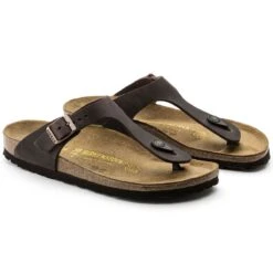 Birkenstock Gizeh Habana Brown Oiled Leather Thong Sandal -Rockport Store birgizeh02c