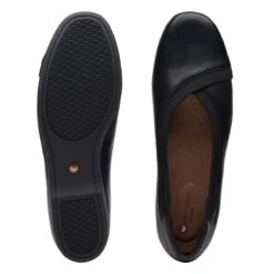 Clarks Un Darcey Ease Black Leather Flat -Rockport Store claundarceye01d