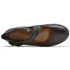 Kailyn Asymmetrical Black Leather Mary Jane -Rockport Store cobkailynamj01d