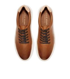 Cole Haan GrandPrø Rally Laser Cut Tan Brown Leather Lace-Up Sneaker -Rockport Store colrally06f