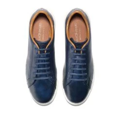 Cole Haan GrandPrø Blue Leather Lace-Up Tennis Sneaker -Rockport Store coltennis03a