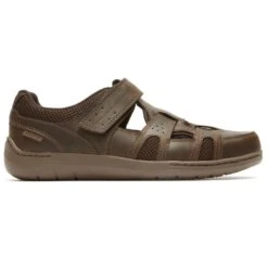FitSmart Brown Leather Fisherman Sandal -Rockport Store dunfitsmart02d