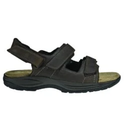 St Johnsbury Brown Leather Adjustable Sandal -Rockport Store dunmcr455sbd