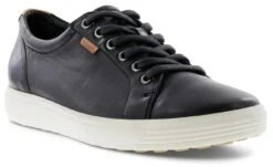ECCO Women's Soft 7 Black Leather Lace-Up Sneaker