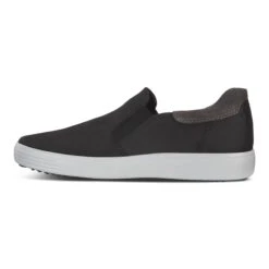 ECCO Men's Soft 7 Black Nubuck Leather Slip-On Sneaker -Rockport Store ecc47019401a