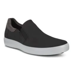 ECCO Men's Soft 7 Black Nubuck Leather Slip-On Sneaker