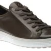 ECCO Men's Soft 7 Titanium Grey Leather Lace-Up Sneaker -Rockport Store ecc47036405