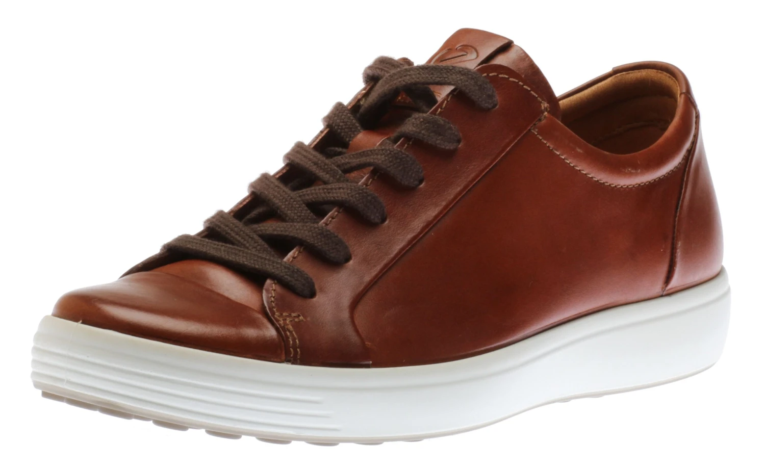 ECCO Men's Soft 7 Cognac Brown Leather Lace-Up Sneaker 3 ECCO Men's Soft 7 Cognac Brown Leather Lace-Up Sneaker