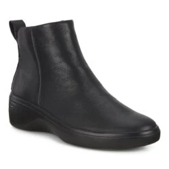 ECCO Soft 7 Black Leather Wedge Boot