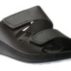ECCO Men's 2nd Cozmo Black Leather Double Strap Slide Sandal -Rockport Store ecc50090401