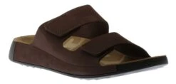 ECCO Men's 2nd Cozmo Mocha Brown Leather Double Strap Slide Sandal