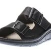 Finn Comfort Cayman Black Leather Adjustable Slide Sandal -Rockport Store fincayman01