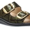 Finn Comfort Lipari Green Snakeskin Patent Gold Buckle Slide Sandal -Rockport Store finlipari15
