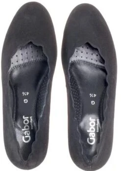 Gabor 02.211.47 Black Suede Leather Scalloped Block Heel -Rockport Store gab32 211 47c