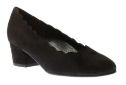 Gabor 92.221.47 Black Suede Leather Scalloped Block Heel
