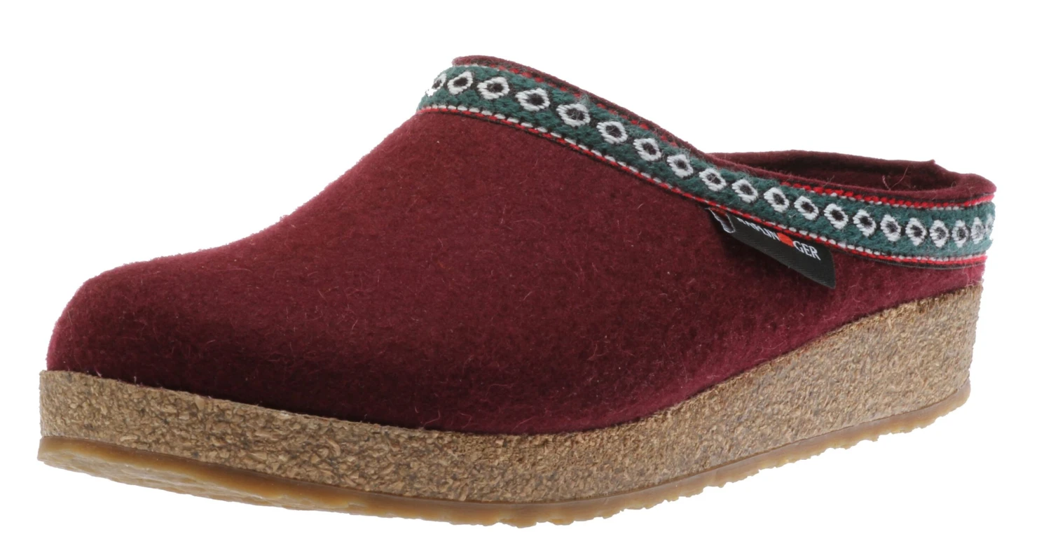 Haflinger Grizzly Franzl Red Wool Felt Patterned Trim Clog 3 Haflinger Grizzly Franzl Red Wool Felt Patterned Trim Clog