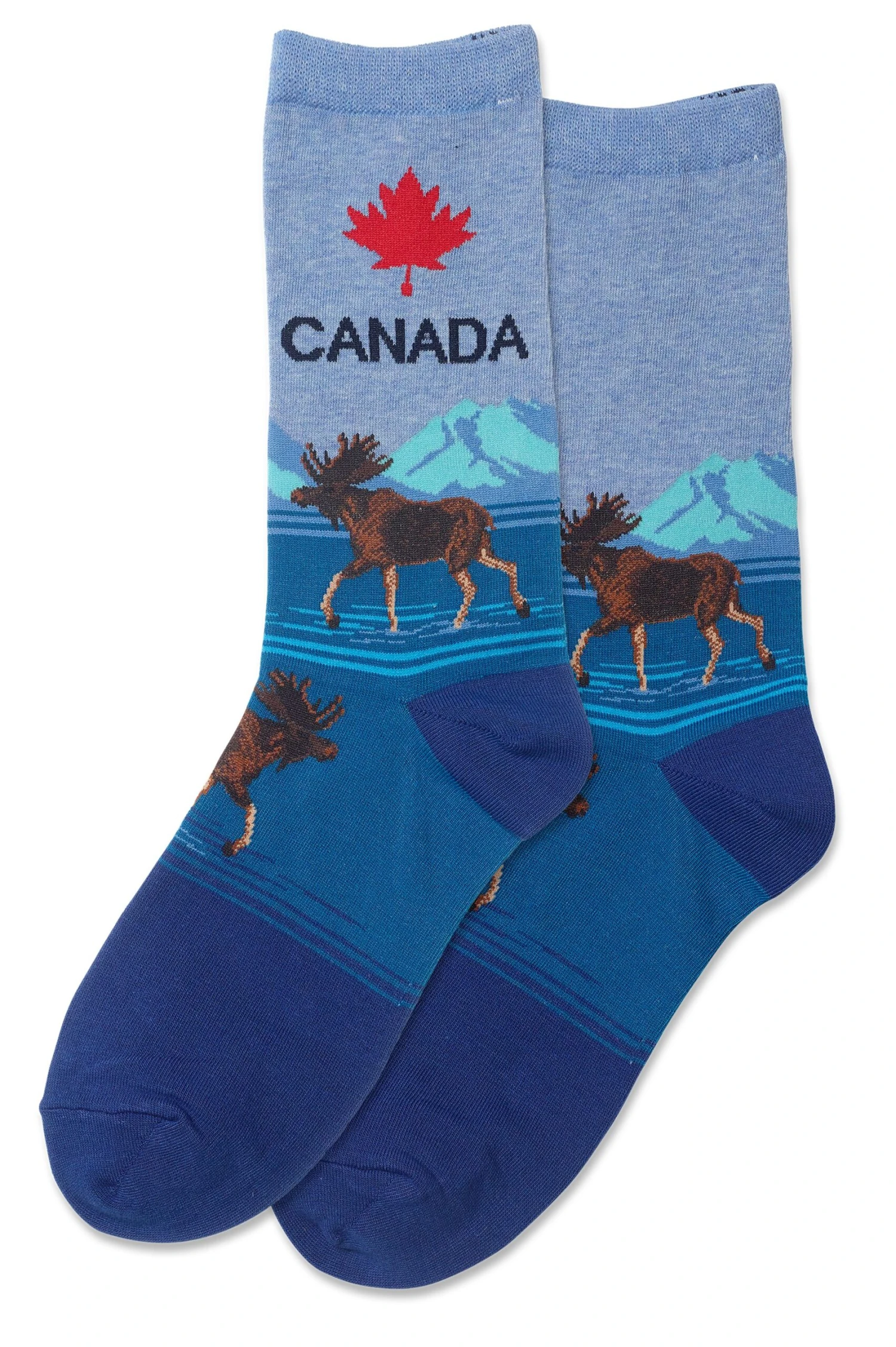 Hotsox Women's Canada Blue Crew Socks 3 Hotsox Women's Canada Blue Crew Socks
