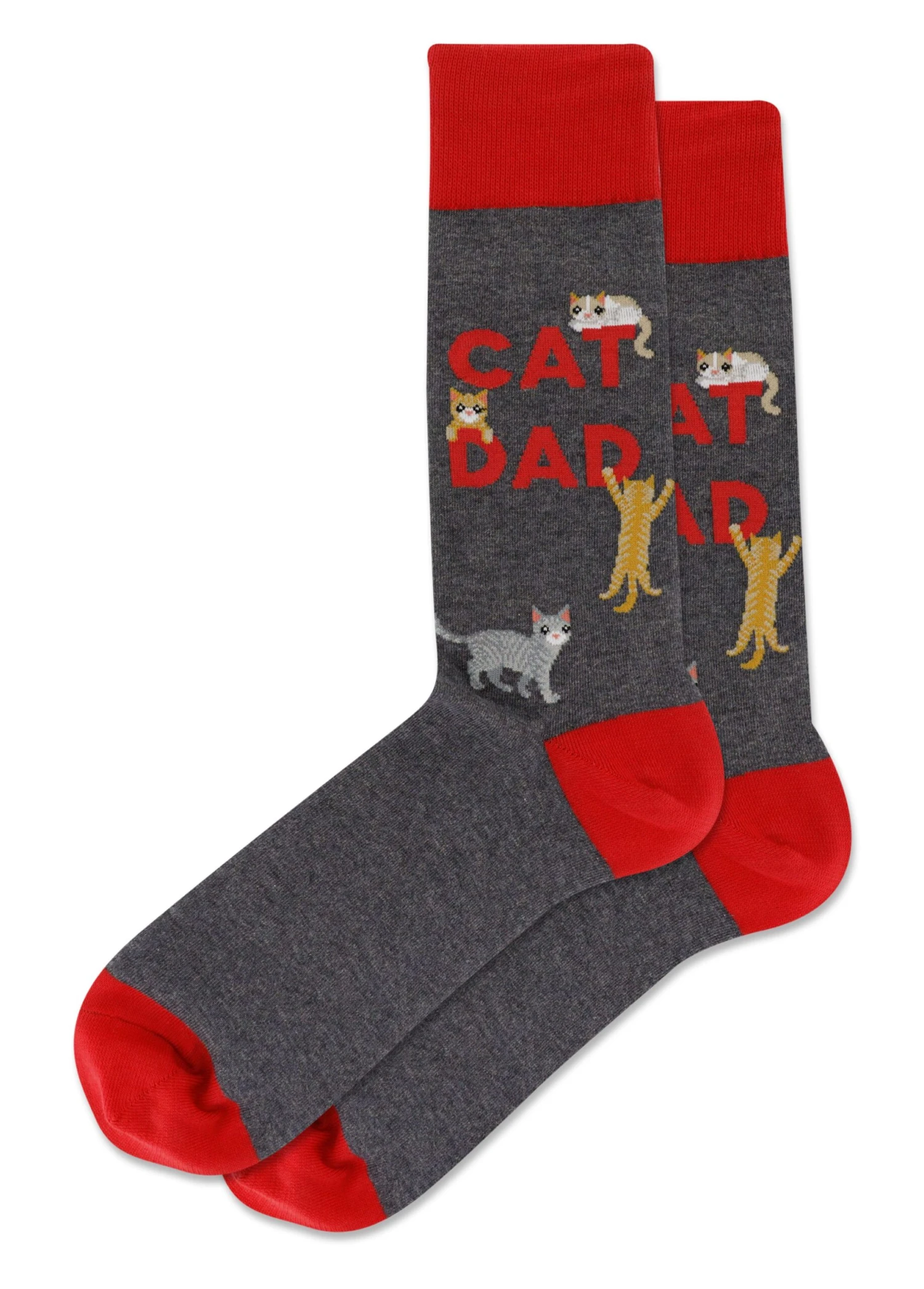 Hotsox Men's Cat Dad Charcoal Crew Socks 3 Hotsox Men's Cat Dad Charcoal Crew Socks