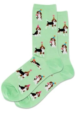 Hotsox Women's Party Beagle Mint Crew Socks