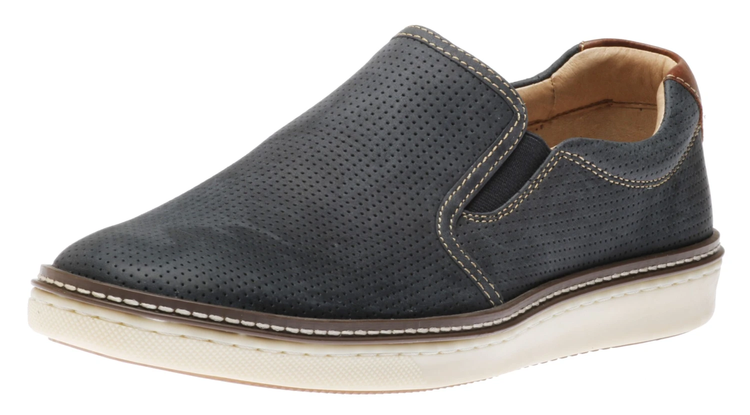 McGuffey Perforated Navy Leather Slip-On Sneaker 3 McGuffey Perforated Navy Leather Slip-On Sneaker
