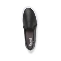 Keds Double Decker Black Perforated Leather Slip-On Sneaker -Rockport Store keddoubledp01b