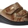 Beige Brown Snakeskin Slide Wedge Sandal -Rockport Store lady157507