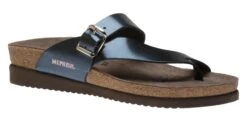 Mephisto Helen Blue Metallic Leather Thong Sandal