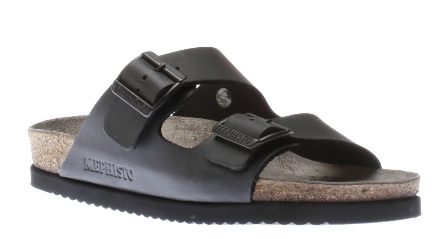 Mephisto Nerio Black Scratch Leather Slide Sandal 3 Mephisto Nerio Black Scratch Leather Slide Sandal