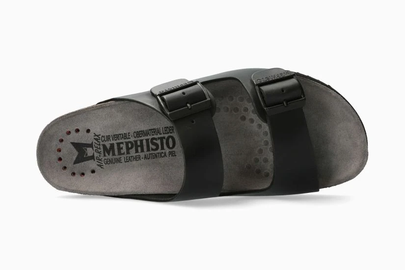 Mephisto Nerio Black Scratch Leather Slide Sandal 4 Mephisto Nerio Black Scratch Leather Slide Sandal - Image 2