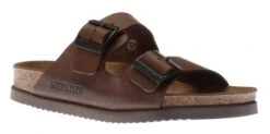 Mephisto Nerio Scratch Brown Leather Slide Sandal