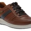 Mephisto Vito Chesnut Brown Navy Leather Lace-Up Sneaker