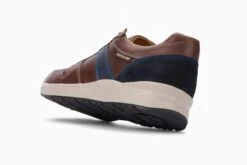 Mephisto Vito Chesnut Brown Navy Leather Lace-Up Sneaker -Rockport Store mepvito02e
