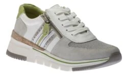 RELIFE Women's White Lime Green Zipper Lace-Up Sneaker