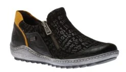 Remonte Gargano Black Yellow Print Zipper Sneaker