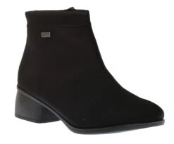 Remonte Stretch Black Zipper Water-Resistant Ankle Boot